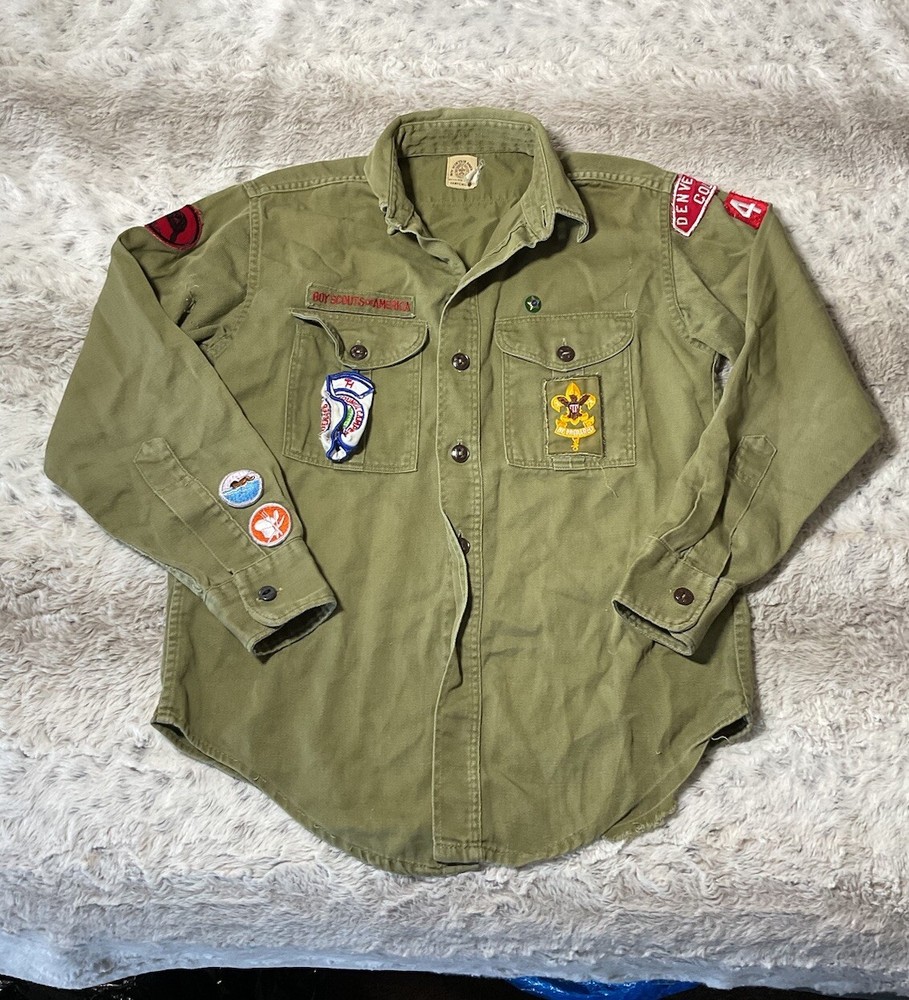 True Vintage Boy Scouts Denver Colorado Rare Patch Outdoor USA Uniform Shirt