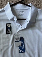 Boys Nautica School Uniform. Moisture Wicking. White XL/18-20