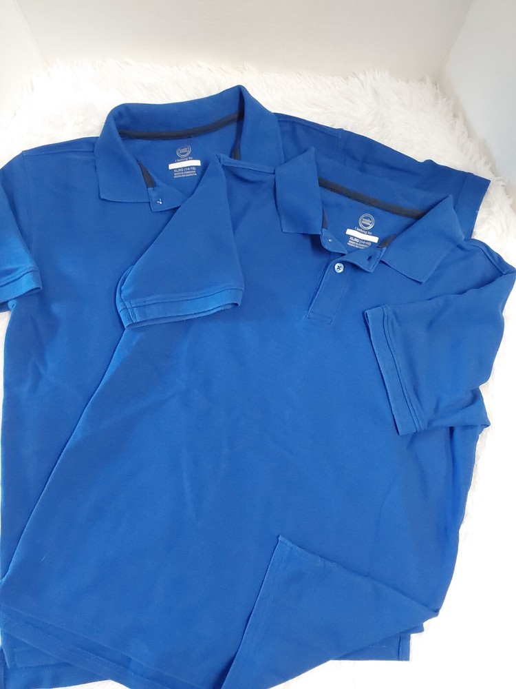 Lot X2 Wonder Nation Royal Blue School Uniform S/S Polo Shirts Size XL (14-16)