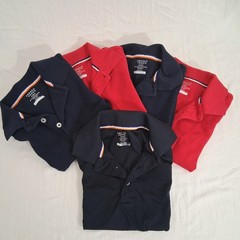 5 French Toast Uniform Unisex Polo Shirts Pique Performance Red Navy Sz S 6/7