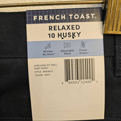 NWT French Toast Relaxed Fit Boys School Uniform Pants: Wrinkle no More: Navy Bl