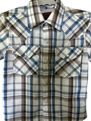 BOYS PLAINS WESTERN WEAR WRINKLE RESISTANT PEARL BUTTON UP SMALL SHORT SLEEVE
