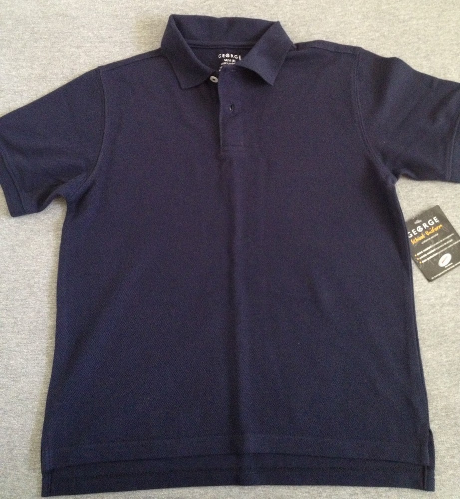 Navy Blue Short Sleeve Boy’s School Uniform Shirt NWT Size M(8) Husky