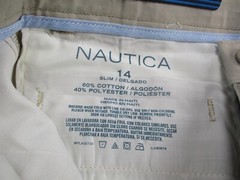 Nautica Shorts Khaki Adjustable Waist with Stretch School Uniform 14 Slim NWT