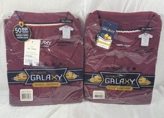 2 Galaxy Boy’s School Uniform Short Sleeve Polos – Burgundy – Sz 2XL 18/20