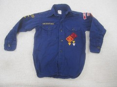 Vintage Cub Scouts BSA Shirt Boys Small Blue Official Uniform Patches 60s