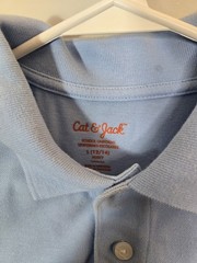 Cat & Jack Boys Uniform Polo Shirt Light Blue L (12/14) Husky Short Sleeve