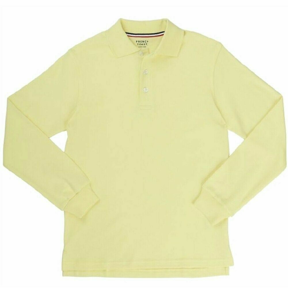 *NEW* French Toast Boys’ Long-Sleeve Pique Polo Shirt Yellow L (10/12)