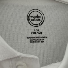WONDER NATION L (10-12) Boy’s White School Uniform Short Sleeve Polo Top collar