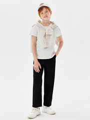 Boy Elastic Waist Pants Kid Uniform School Cotton Twill Trousers w Pockets 13-14