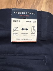 French Toast (Sz 5 w22) Boy’s Performance Uniform Pants Adjustable Waist, Navy