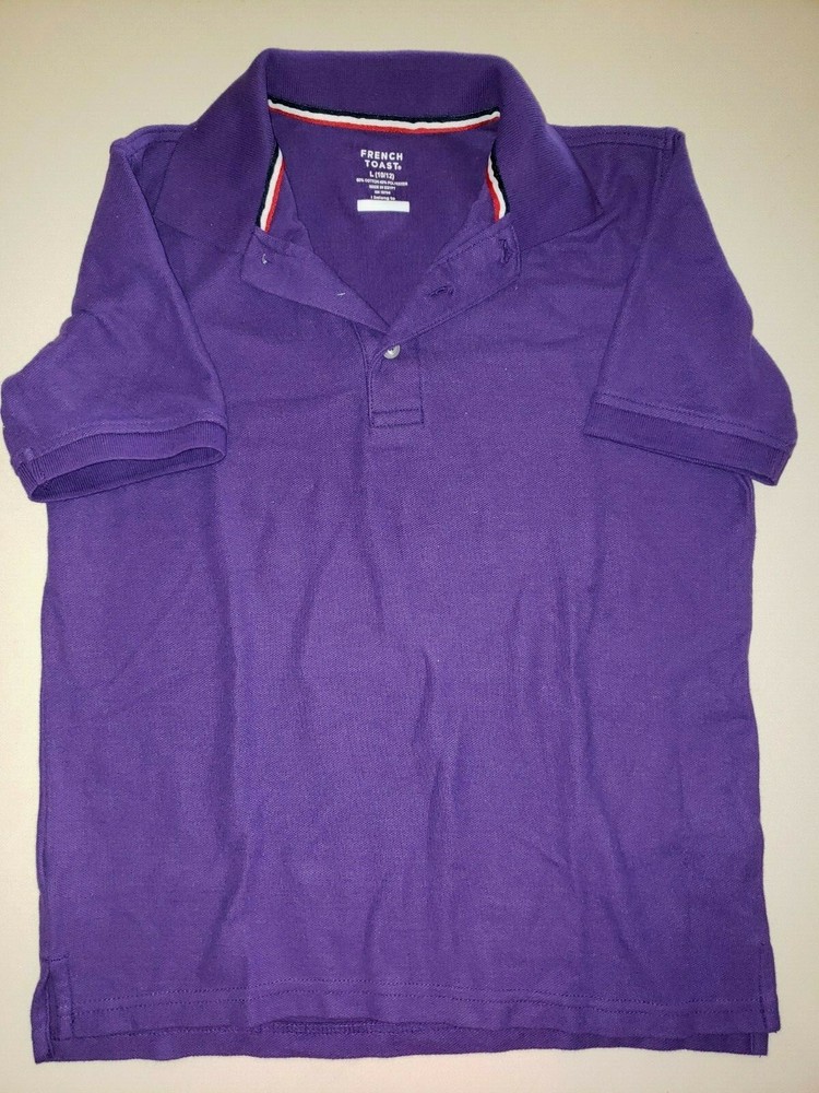 2 boys SCHOOL UNIFORM SHIRTS TOPS polo 10/12 purple FRENCH TOAST DICKIES green