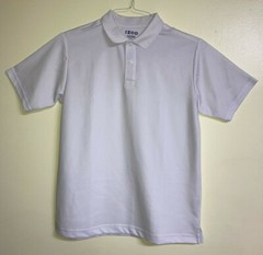 Boys Polo Shirt Size Large 14/16 Husky White Short Sleeve Izod School Uniform