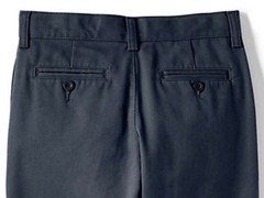 LANDS END Navy School Uniform Plain Front Chino Pants Boys 18 Husky INSEAM 27″
