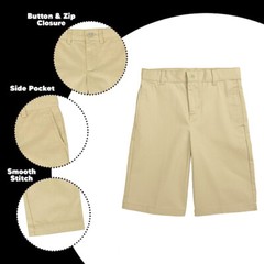 Boys Flat Front Twill Chino School Uniform Shorts Big Boys Little Boys Free Ship
