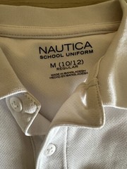Lot of 3 Nautica Medium 10/12 School Uniform Shirts White Performance Fabric