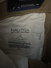 Nautica Pants Boys 18 Khaki School Uniform Reinforced Knee Performance Stretch