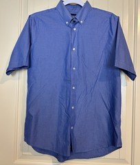 Lands End Blue Short Sleeve Button down Shirt Size 20 cotton uniform dressy