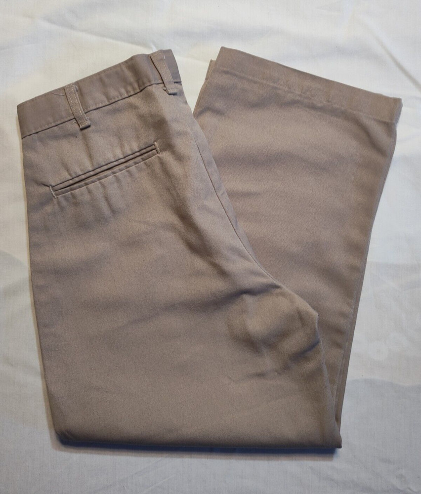Boys Size 12 Husky Khaki School Uniform Pants with adjustable waist.