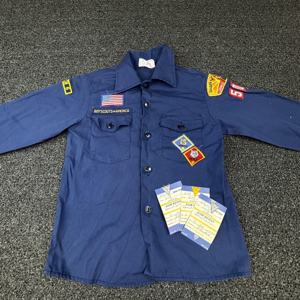 Boy Scouts Of America Uniform Boys 10 Blue Long Sleeve Button Pockets Patch