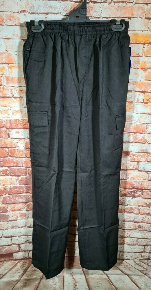 BNWT Boys Sz 14Y LW Reid Brand Black Elastic Waist Cargo Side Pocket School Pant