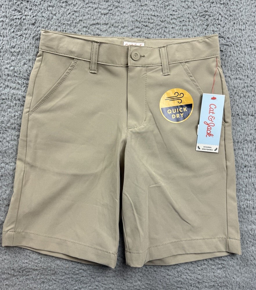 All in Motion Boys Youth 8 Khaki Quick Dry School Uniform Shorts