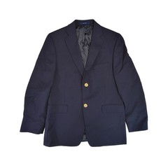 Lord Taylor Boys Navy Wool Blend Blazer Gold Buttons School Uniform Size 16R