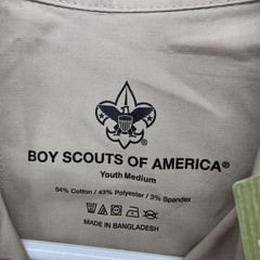 Boy Scouts Of America Shirt Youth M Beige Uniform Short Sleeve BSA Patches