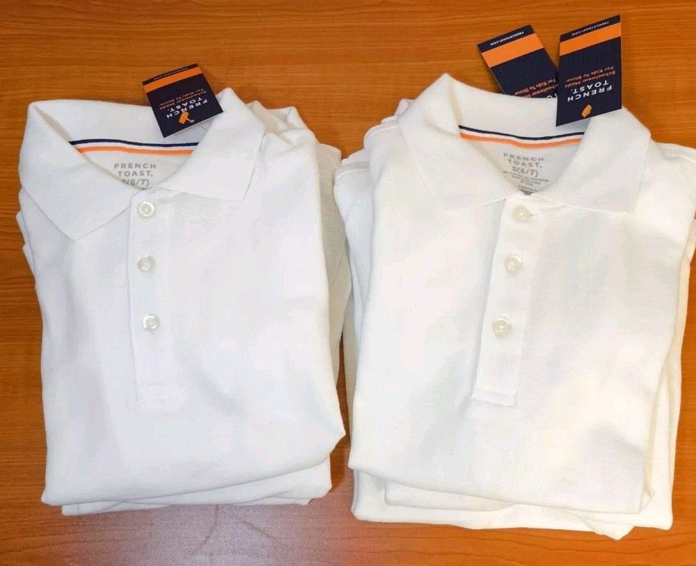 NEW French Toast Boys Short Sleeve School Uniform PIQUE Polo Shirt S6/7 set of 3