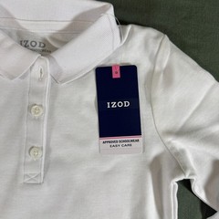 IZOD Girls White Long Sleeve Polo Shirt XS 6 6X School Uniform NWT