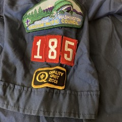 Vintage Boy Scouts of America Uniform Youth Shirt (L) Blue Sewn Patches