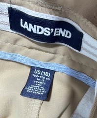 Lands End School Uniform Flat Front Zip Pocket Khaki Adj Waist Shorts Boys 14-15