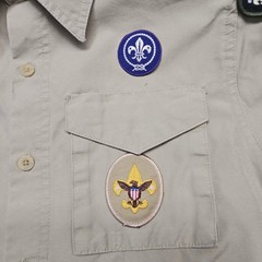 Boy Scouts Of America Shirt Youth Medium Beige Capitol Area Council Patches