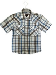 BOYS PLAINS WESTERN WEAR WRINKLE RESISTANT PEARL BUTTON UP SMALL SHORT SLEEVE