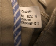 CHAPS Boys Classic Fit Schoolwear Uniform Dressy Khaki Pants Size 16 Husky