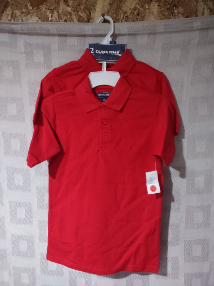 Class Time School Uniform Red Polo 2 Pack