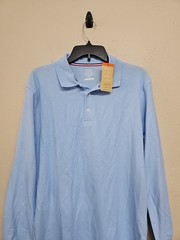 NWT FRENCH TOAST Boy’s Uniform T-Shirt Long Sleeve Cotton Blend Blue.Size XL