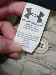UNDER ARMOUR Boys youth 14 Beige Pants Button/zip Uniform Zip Side Pocket 27″ In
