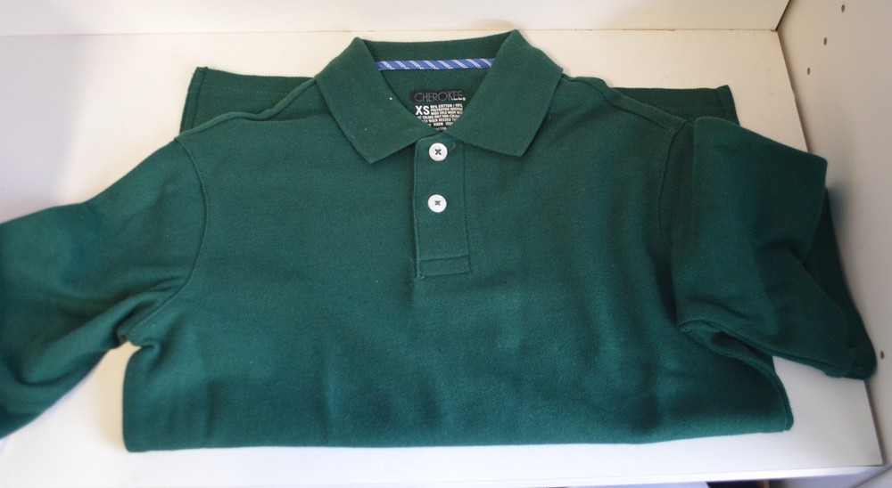 Cherokee POLO Shirt Hunter GREEN Short Sleeve UNIFORM Med LG XL Tail NEW