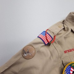 Boy Scouts Of America Youth Medium Uniform Shirt Tan Vented Microfiber Hiking