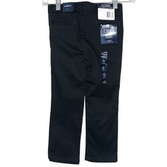NWT Chaps Boys Black School Uniform Flat Front Stretch Twill Pants Size 4 Reg