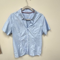 French Toast Boys Uniform Shirt Blue M Short Sleeve Button-Down Collar Pocket