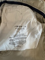 Old Navy French Toast Boys Uniform Bermuda Shorts Size 7 Beige 2 Piece Set
