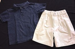 boys IZOD khaki SCHOOL UNIFORM SHORTS pleated front NAVY US POLO ASSN SHIRT TOP