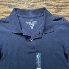 NEW Boys Polo Style Shirt Short Sleeve Faded Glory Navy Blue 100% Cotton Size 8