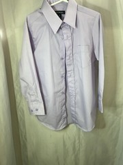 George Boys Button Down Long Sleeve White Dress Purple Small 6-7