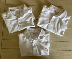 Lot of 3 Nautica Medium 10/12 School Uniform Shirts White Performance Fabric