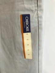 New Boys Cherokee Uniform Pants Size 16 Adjustable Waist Oyster Color