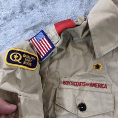 Vintage Boy Scouts Of America Shirt Youth Large Tan Uniform Patches USA 2000s