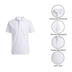 Izod Boys School Approved Short Sleeve Polo Shirt NWT Size 6 or 7 White Black